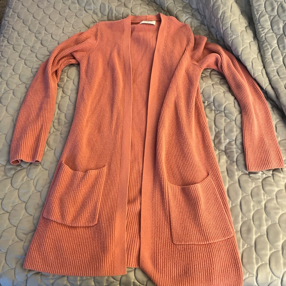 Old Navy Long Chunky Knit Heavy Salmon Open Cardigan - Size Tall Medium